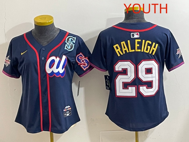 Youth 2025 Seattle Mariners #29 Raleigh dark Blue All star Nike MLB Jersey style 030->youth mlb jersey->Youth Jersey
